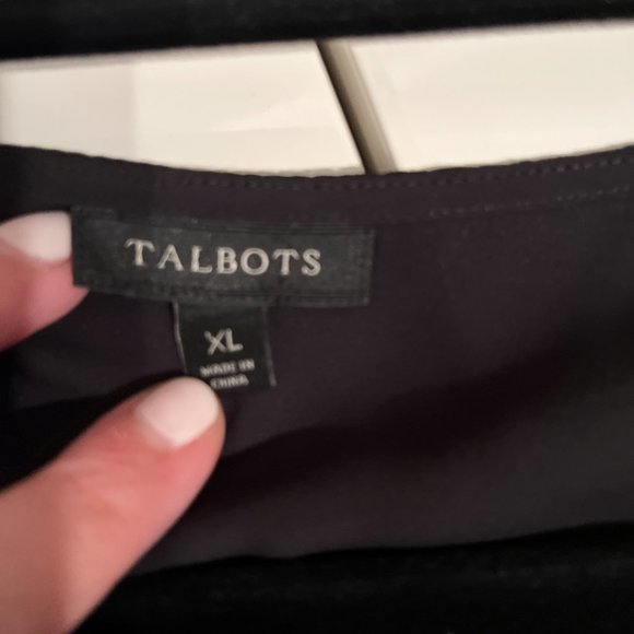 Talbots Black Loose Fitting Blouse - Tie Sleeves - XL. (Like New) - Picture 15 of 16